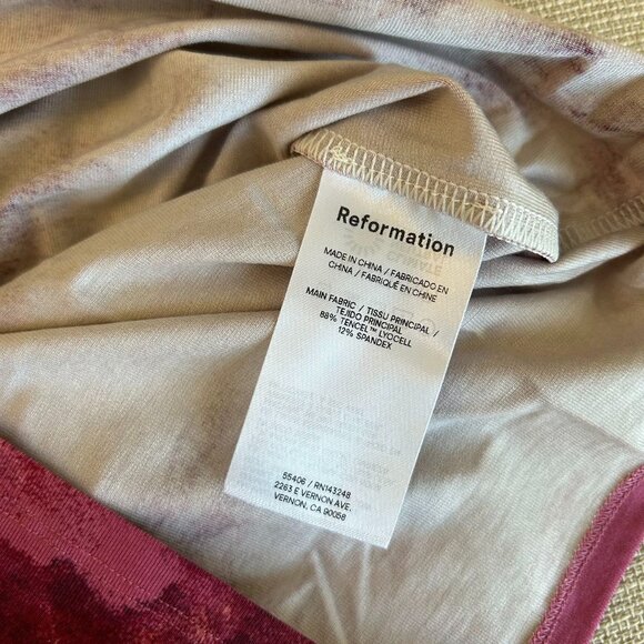 NEW Reformation Elise Midi Knit Dress Small Hothouse Rose Floral - Picture 9 of 9